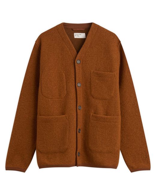 Universal Works Brown Wool Fleece Cardigan for men