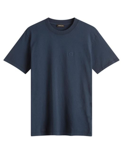 Anine Bing Blue Lili Framed Monogram T-Shirt