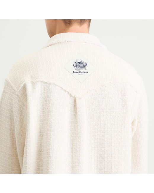 Late Checkout White Raw Edge Western Shirt for men