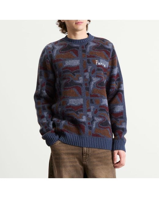 by Parra Blue Repeat Ftp Booster Knit Jumper for men