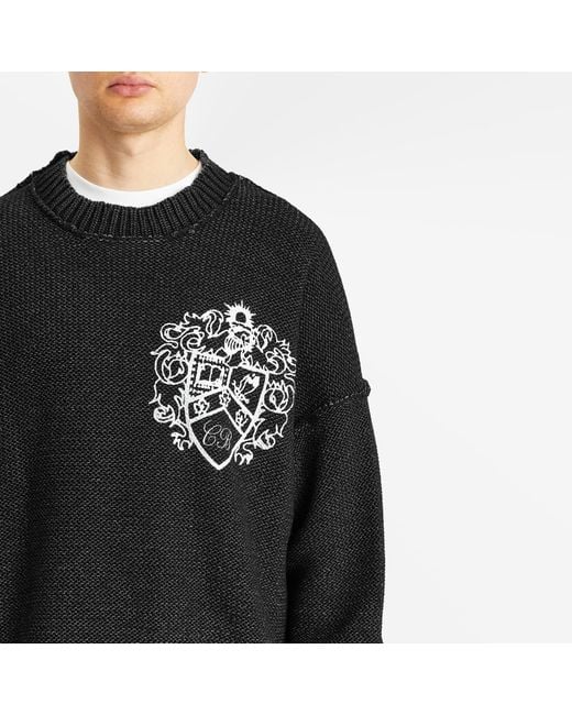 Cole Buxton Black Collegiate Crest Knit Sweater for men