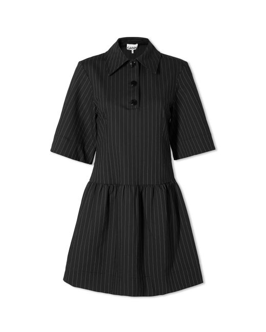 Ganni Black Stretch Stripe Mini Dress