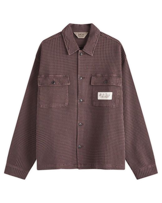 Brain Dead Brown Waffle Button Overshirt for men