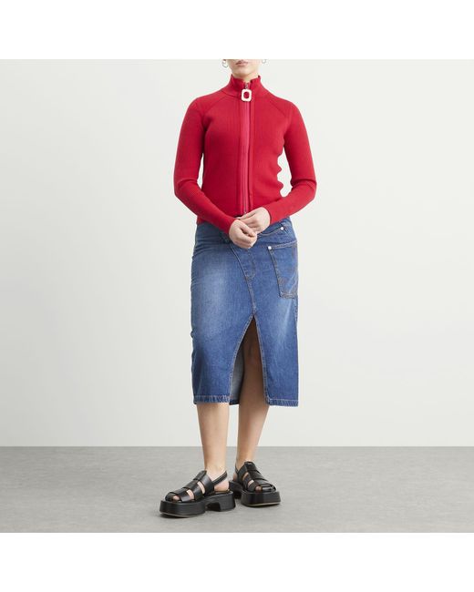 J.W. Anderson Red Fitted Zip Up Cardigan