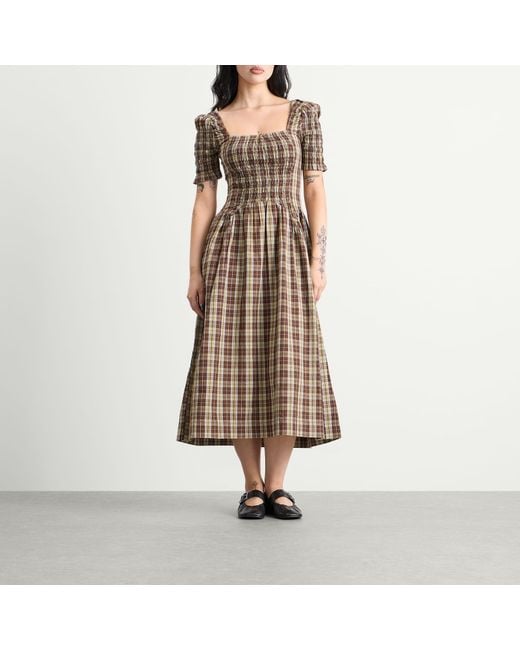 Damson Madder Natural Emmy Shirred Midi Dress