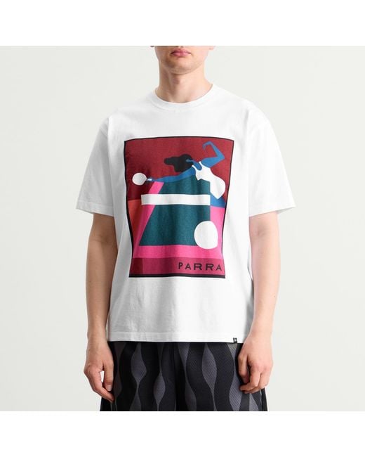 by Parra White Ping Ponged T-Shirt for men