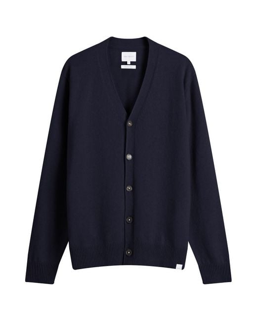 Norse Projects Blue Standard Lambswool Knit Cardigan for men