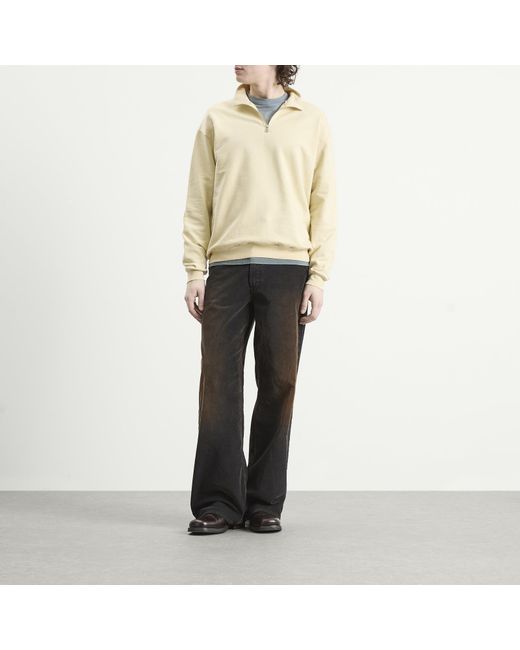 Auralee Natural High Gauge Sweat Half Zip Jumper for men