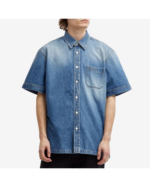 Givenchy Blue Short Sleeve Denim Shirt for men