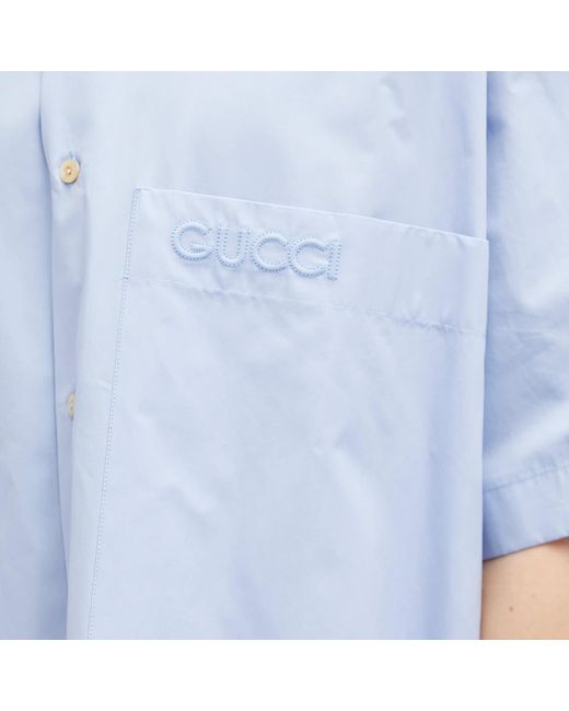 Gucci Blue Heavy Cotton Short Sleeve Shirt for men