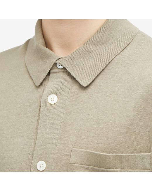Norse Projects Natural Rollo Cotton Linen Short Sleeve Shirt for men