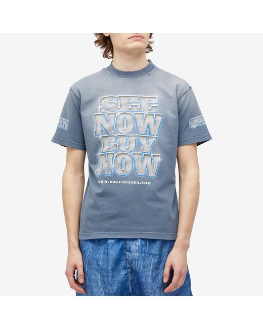 Balenciaga Blue See Now Buy Now T-Shirt for men
