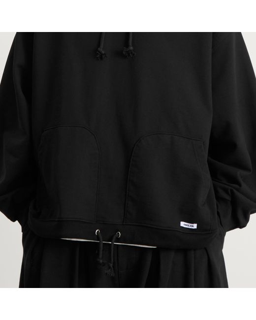 ANGLAN Black Double Valley Tuck Sweat Hoodie for men