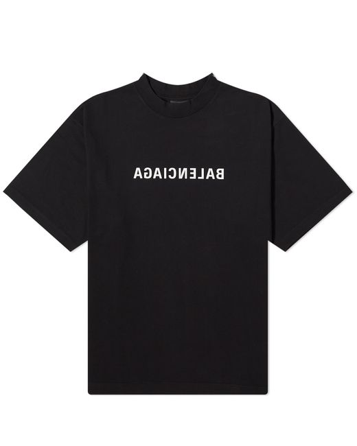 Balenciaga Black Logo-print Cotton T-shirt for men