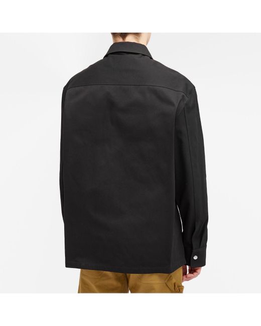 Jil Sander Black Zip Through Cotton Overshirt for men