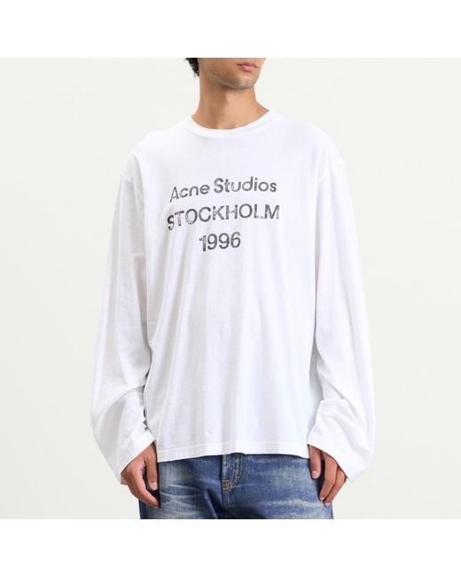 Acne White Edden 1996 G Long Sleeve T-Shirt for men