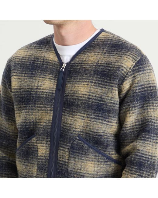 Universal Works Gray Uist Fleece Zip Liner Jacket for men