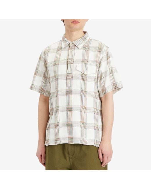 Dubbleware White Dobby Check Pullover Shirt for men