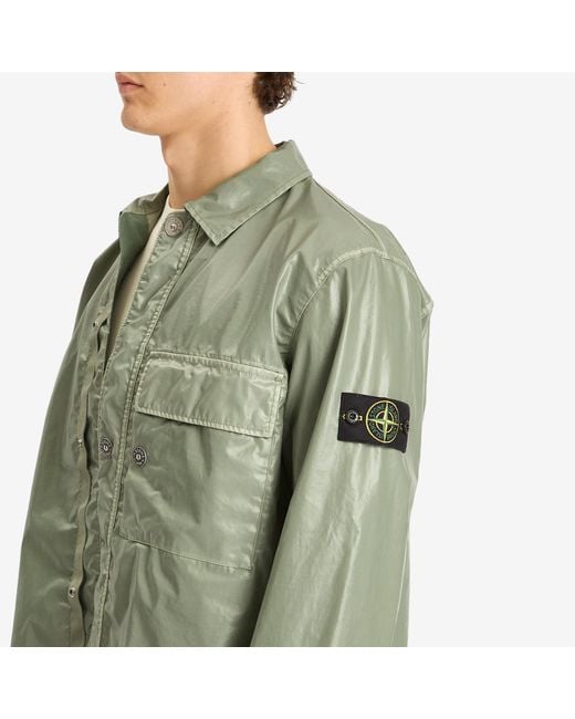 Stone Island Mussola Gommata-Tc Shirt Jacket in Green for Men | Lyst