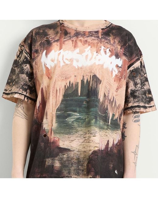 Acne Brown Cave Print T-Shirt for men