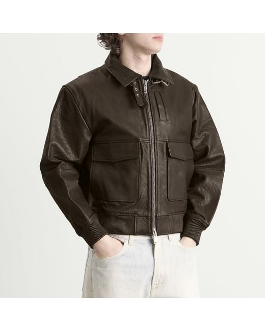 Deadwood Green Wingman Leather Bomber Jacket for men