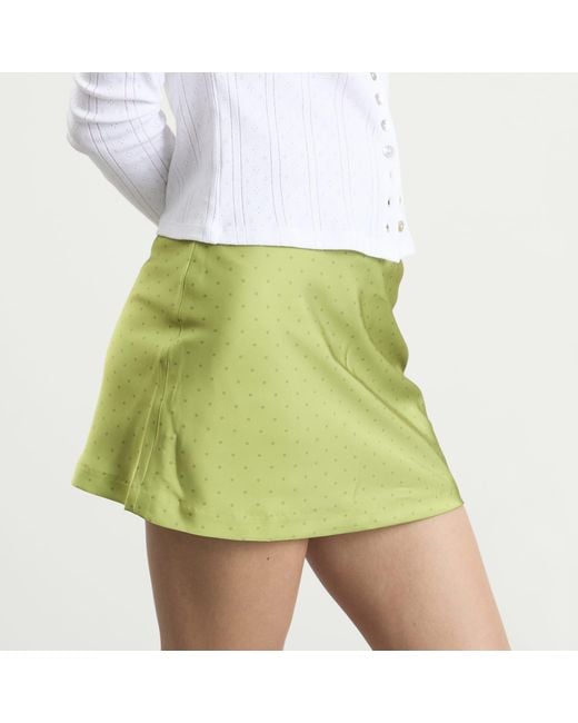 Kijun Green Polka Dot Satin Mini Skirt