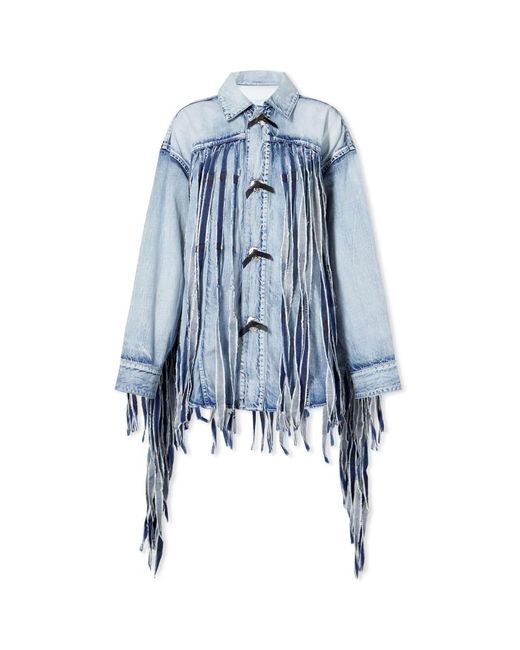 Toga Denim Fringe Jacket in Blue Lyst