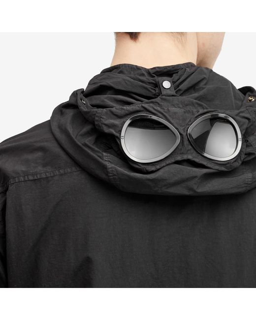 C P Company Black Flatt Nylon Goggle Overshirt for men