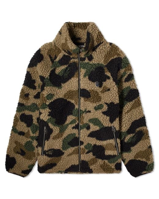 A Bathing Ape Green 1St Camo Metal One Point Fleece Jacket for men