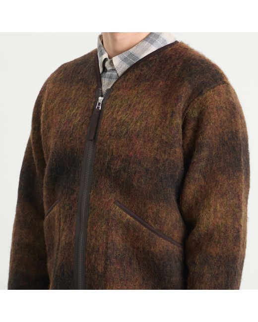 Universal Works Brown Alps Fleece Zip Liner Jacket for men