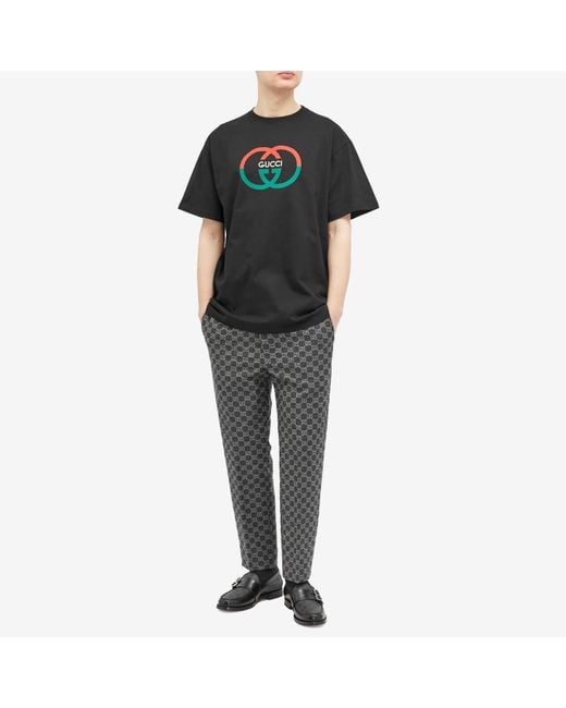 Gucci Black Interlocking G-print Crewneck Cotton-jersey T-shirt X for men