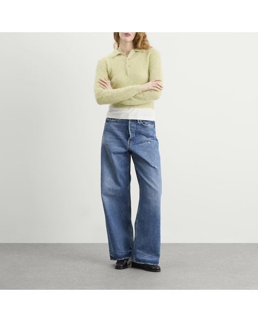 Auralee Green Mohair Knit Polo
