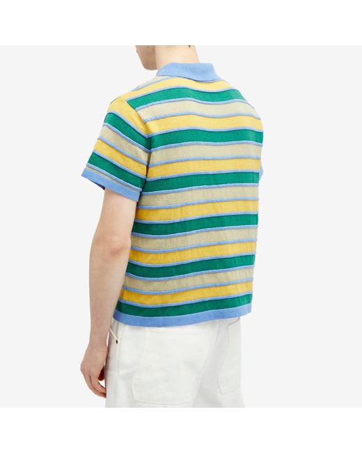 Brain Dead Blue Lifted Stripe Half Zip Shirt for men
