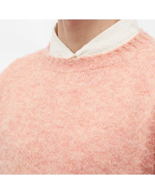 Shetland Woollen Co. Pink Shaggy Crew Knit for men