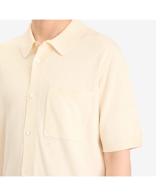Norse Projects Natural Rollo Full Button Knit Polo for men
