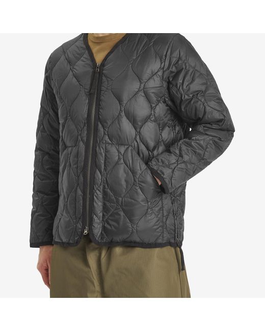 Taion Gray Military Zip V-Neck Softshell Down Jacket for men
