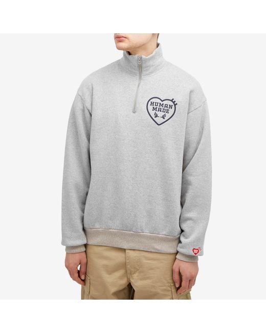 Human Made Gray Military Half-Zip Sweatshirt for men