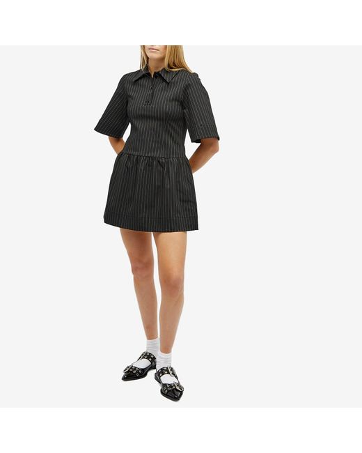Ganni Stretch Stripe Mini Dress in Black | Lyst Australia