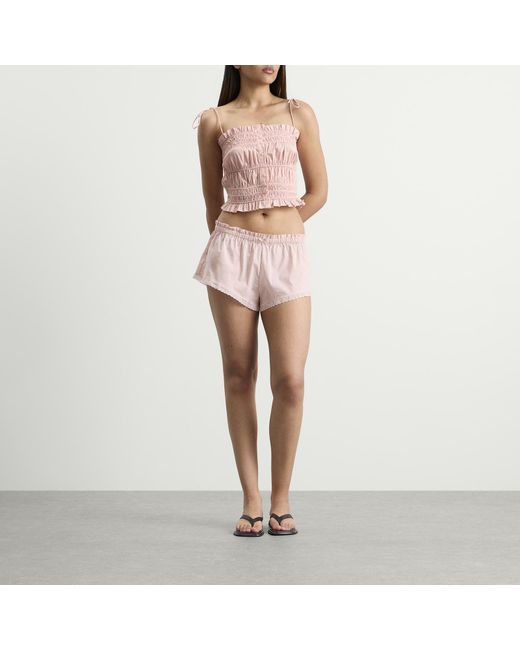 Skims Pink Poplin Ruffle Cami