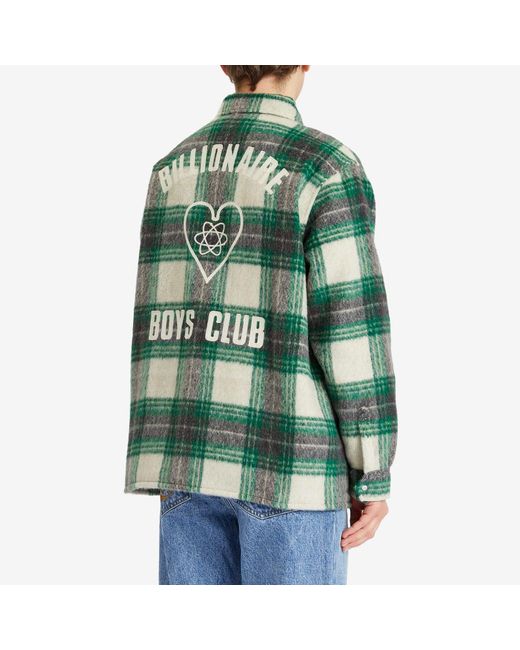 BBCICECREAM Green Heart & Mind Check Overshirt for men