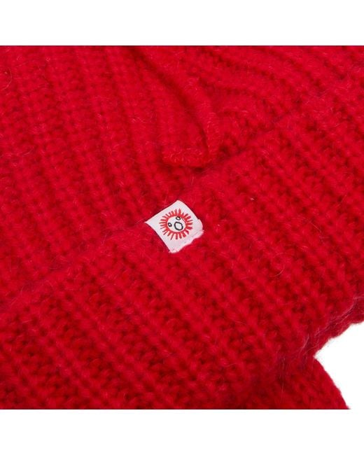 Charles Jeffrey Red Mohair Chunky Rabbit Beanie