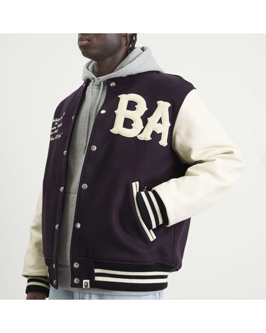 A Bathing Ape Blue Varsity Jacket for men