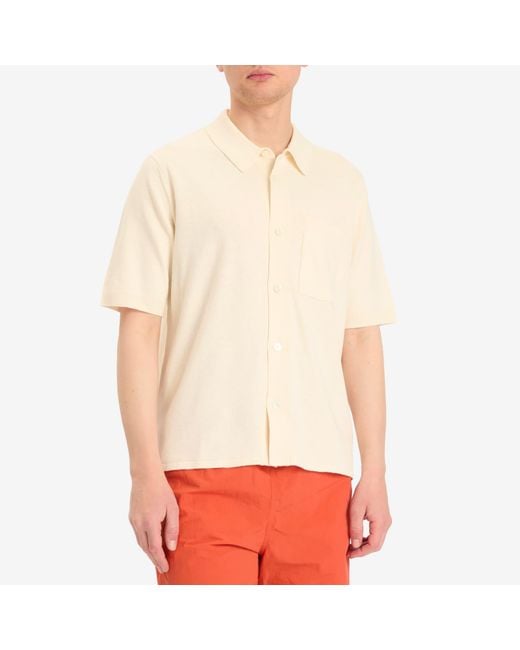 Norse Projects Natural Rollo Full Button Knit Polo for men