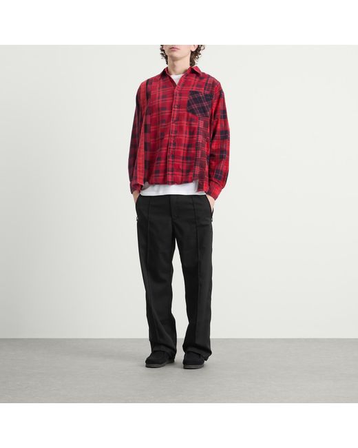 Needles Red 7 Cuts Over Dyed Flannel Shirt for men