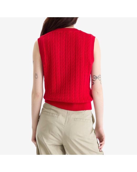 DUNST Red Crochet Knit Vest