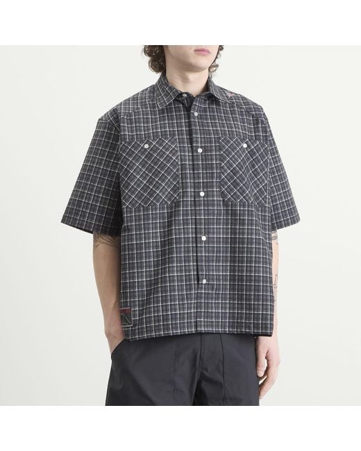 Roa Gray Aair Floweave Printed Check Short Sleeve Shirt for men