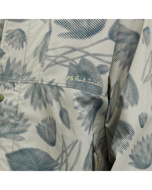 Paul Smith Gray Pixilated Flower Print Hooded Jacket for men