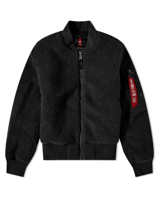 Alpha Industries Ma-1 Teddy Fleece Jacket in Black for Men | Lyst