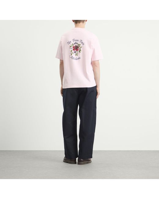 Drole de Monsieur Pink Rose Slogan T-Shirt for men