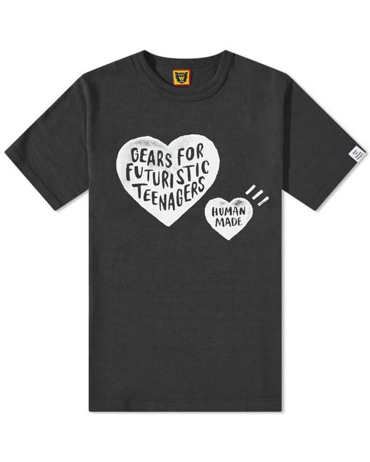 Human Made Black Drawn Hearts T-Shirt for men